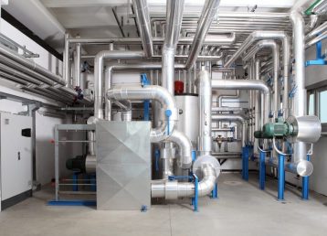 central heating and cooling system control in a boiler room
